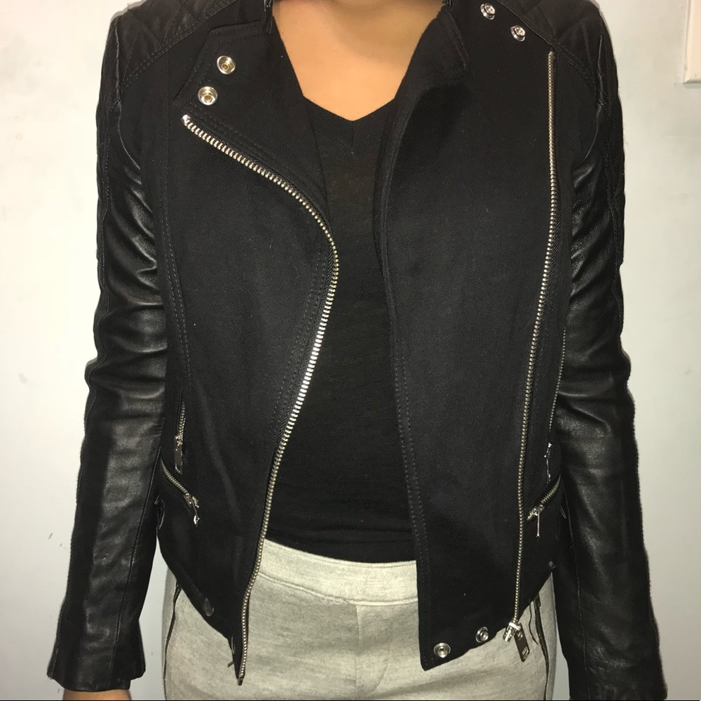 Snap Tab Collar Moto Diesel Black Leather Jacket